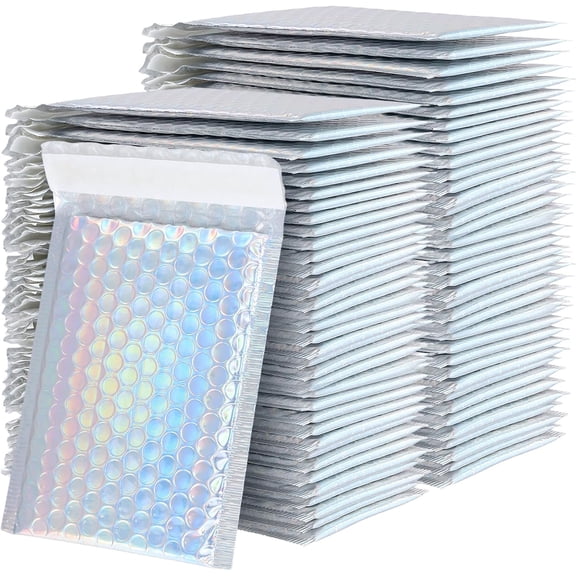 100 Pack 5x6 Inch Bubble Mailers Bulk, Bubble Mailer Poly Bags Padded Packaging Envelopes Silver Self Seal Envelope Mailers Waterproof Shockproof Foam Bag