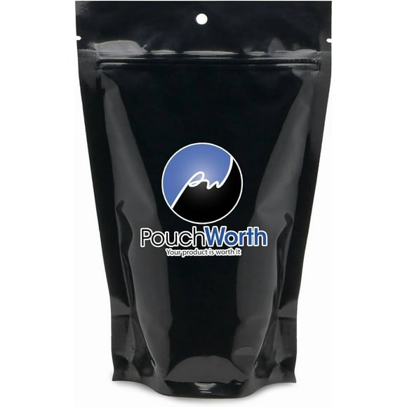 100 Pack 6" × 9.5" Glossy Black 4 Mil Resealable Stand Up Pouch Bags Mylar Food Packaging with Tear Notches