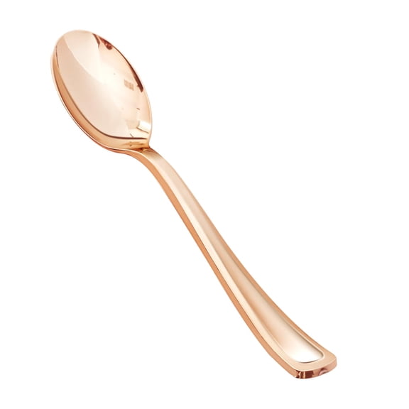 100 Pack 6.9 Inch Gold Plastic Spoons, Heavy Duty Plastic Silverware, Heavyweight Gold Disposable Spoons, Disposable Serving Utensils