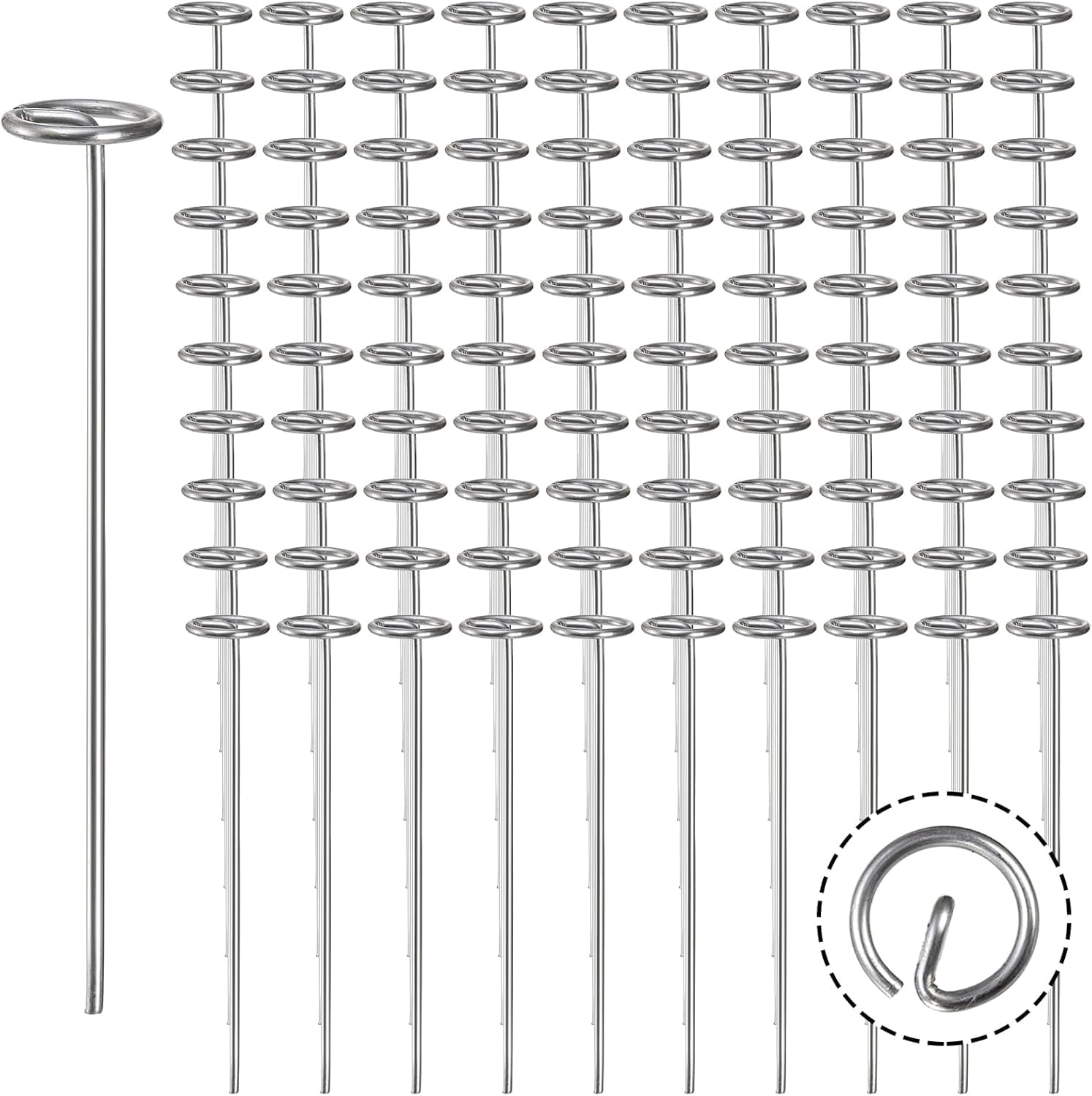 100 Pack 6-Inch Circle Top Pins, 11 Gauge Anti-Rust Galvanized Steel ...