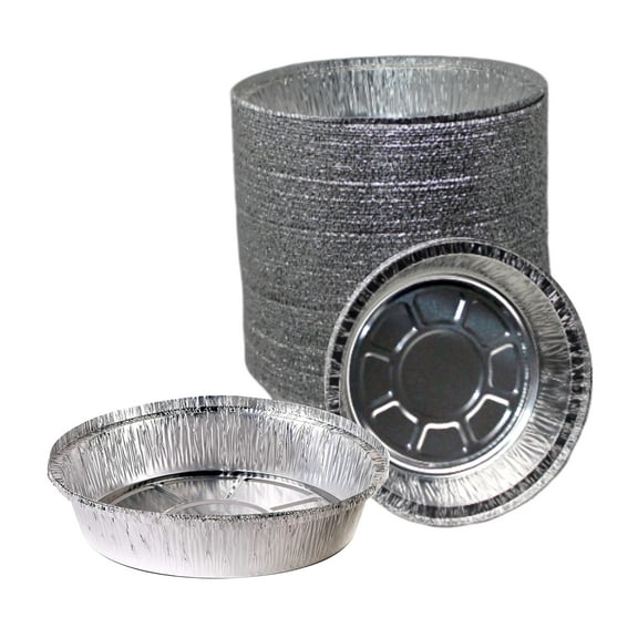 [100 Pack] 6 Inch Disposable Round Aluminum Foil Take-Out Pans - Disposable Tin Containers, Perfect for Baking, Cooking, Catering, Parties, Cake Pans, Restaurants (No Lids) by EcoQuality