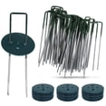 thumbnail image 1 of 100 Pack 6" Inch Landscape Staples with Gasket Washer Caps - Metal Garden Stakes Landscape Fabric Staples for Gardening, Landscaping, Sod Fence Yard Lawn Ground Weed Barrier Mat Pins (100, Half Green), 1 of 4