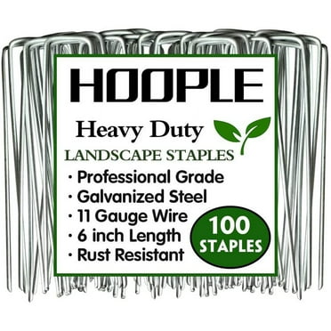 100 Pack 6in Gauge Heavy Duty U-Shaped Securing Stakes Pins Garden Stakes Pins-Sod Fence Staples for Anchoring Weed Barrier and Landscape Fabric, Netting, Irrigation Hoses, Ground Mat,
