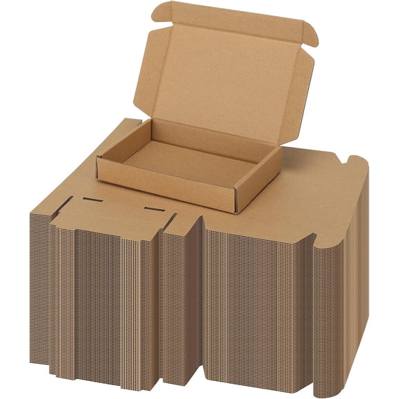 100 Pack 6x4x1 inch Small Shipping Boxes, Brown Mailing Boxes | Tuck Top, Quick Fold, Easy Assemble, Shape Well, Single Corrugated, DIY Cardboard, Card Shipping, Small Business Packaging