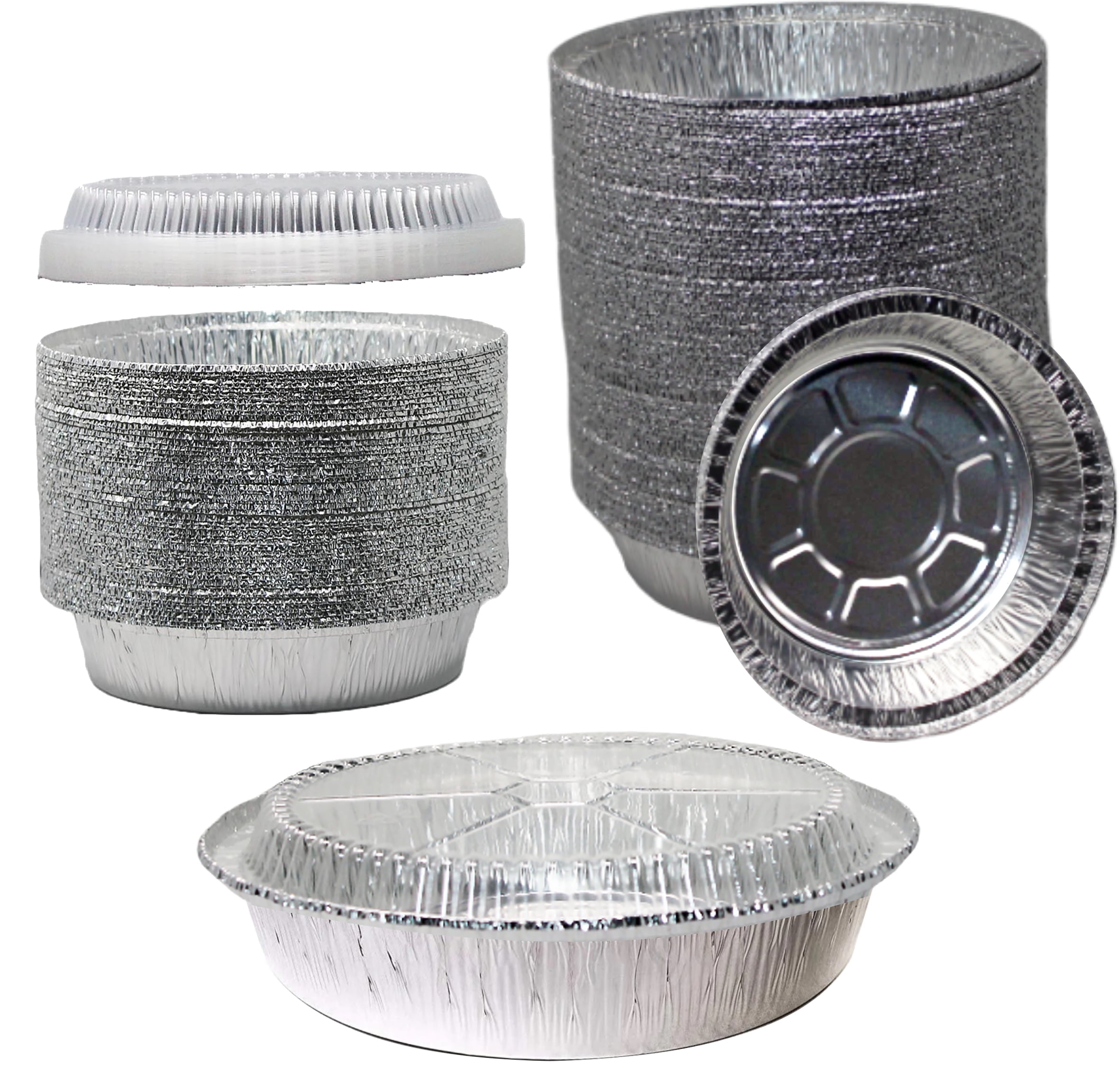  8x8 Disposable Aluminum Pans With Lids - 100 Pack Foil