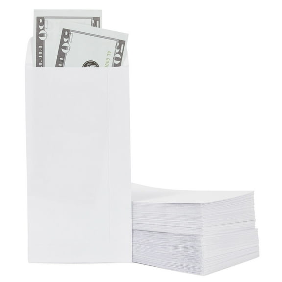 Juvale 100 Pack No. 7 Money Envelopes for Cash - 3.5x6.5 in White, 130 GSM Paper - Adhesive Flap Closure - Bulk Cash Envelopes for Budgeting & Saving Challenges, Coins & Tips