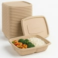 thumbnail image 1 of 100 Pack 750ml Compostable Food Containers with Lids | Leak-Proof | Microwave & Freezer Safe | Eco-Friendly Meal Prep & Takeout Boxes, 1 of 6