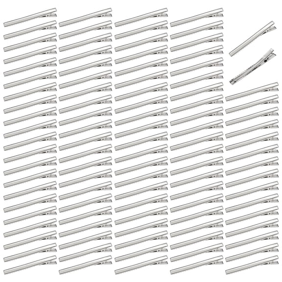 100 Pack 75mm Large Plain Flat Silver Duckbill Alligator Metal Hair Clips Crocodile Clips Hair Grips Pins Hairdressing Styling Sectioning Curl Clips Barrettes Craft DIY Accessories for Women