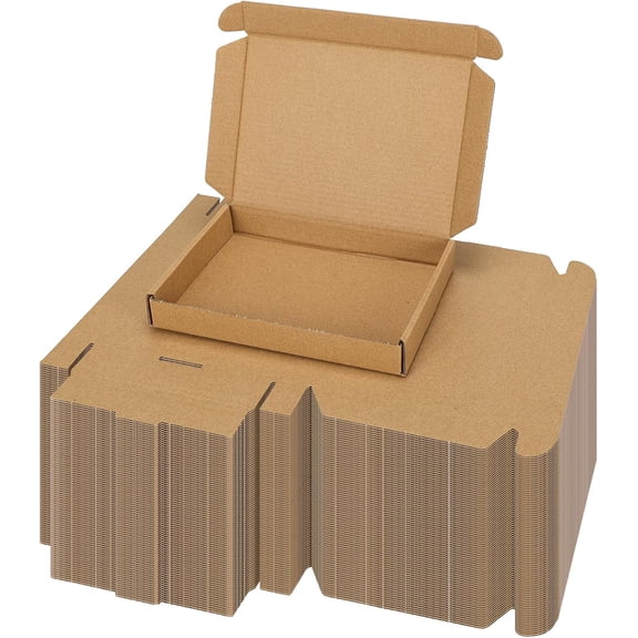 100 Pack 7x5x1 inch Small Shipping Boxes, Brown Mailing Boxes | Tuck Top, Quick Fold, Easy Assemble, Shape Well, Single Corrugated, DIY Cardboard, Card Shipping, Small Business Packaging