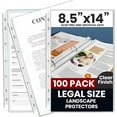 thumbnail image 1 of 100 Pack of 8.5” x 14” Legal Size Heavyweight Clear Sheet Protectors, Plastic Page Protectors Top Load, Reinforced Holes, Acid-Free and Archival Safe Sheet for Binders Documents, 1 of 8