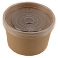 thumbnail image 1 of [100 Pack] 8 oz Disposable Kraft Paper Soup Containers with Plastic Lids - Half Pint Ice Cream Containers, Frozen Yogurt Cups, Restaurant, Microwavable, Take Out, Food Storage, Recyclable, 1 of 3