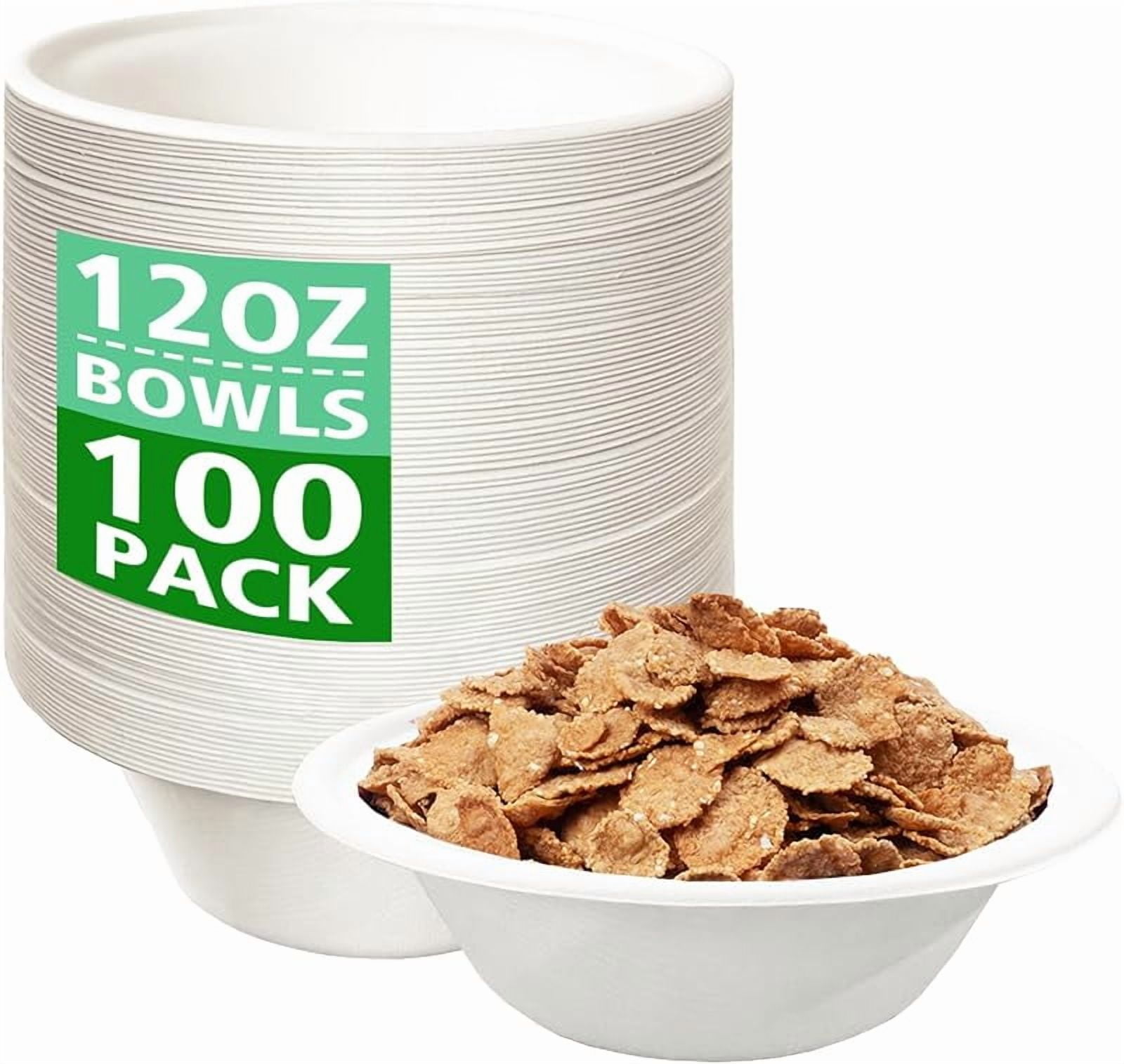 100 Pack 8 oz Disposable Paper Bowls,Compostable Bagasse Bowls,Small ...