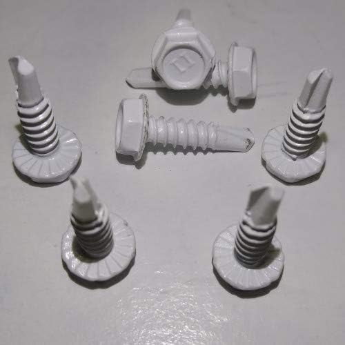 100-Pack #8 x 1/2 Unslotted Hex Washer Self Drilling White 1/4 Head #8 x 1/2 BC-0808KWW14