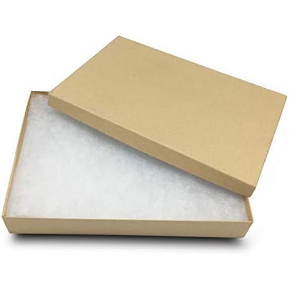100-Pack #85 Cotton Filled Cardboard Paper Jewelry Box Gift Case - Brown (8 1/8" x 5 5/8" x 1 5/16")