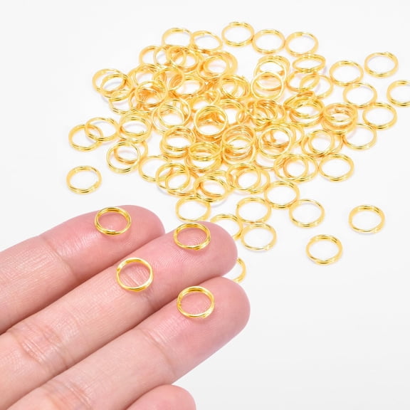 Allio 100 Pack 8mm Gold Mini Split Jump Rings Double Loops Metal Keyrings For Jewelry Making
