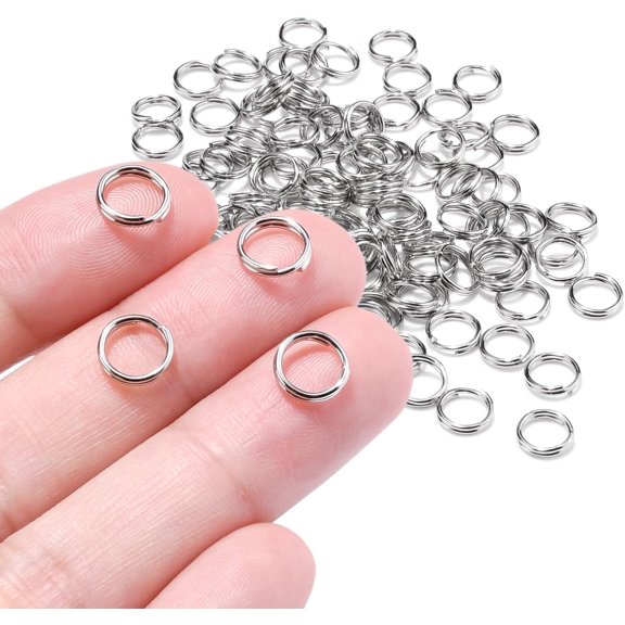 Allio 100 Pack 8mm Silver Mini Split Jump Rings Double Loops Metal Keyrings For Jewelry Making