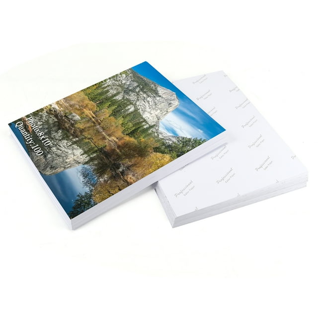 100 Pack 8x10 Photo Paper, Glossy Sheets Professional Photographic