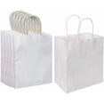 thumbnail image 1 of 100 Pack 8x4.75x10 Inch Medium White Kraft Paper Bags with Handles Bulk for Birthday Wedding Party Favors Grocery Retail Shopping Business Takeout Goody Craft Gift Bags Sacks, (100pcs Count), 1 of 7