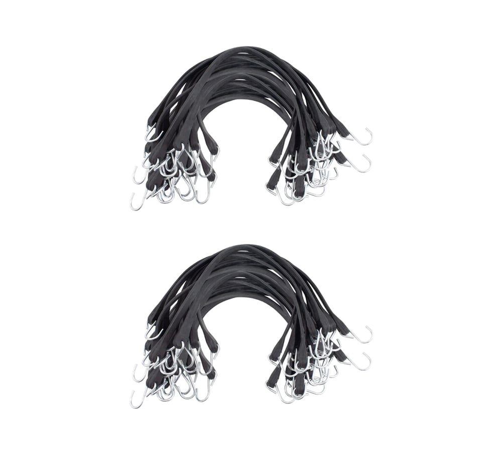 100 Pack 9" EPDM Rubber Tarp Bungee Straps with Crimped S Hooks Tie Down Cords Heavy Duty, Ideal for Securing Tarps, Canvases, Cargo