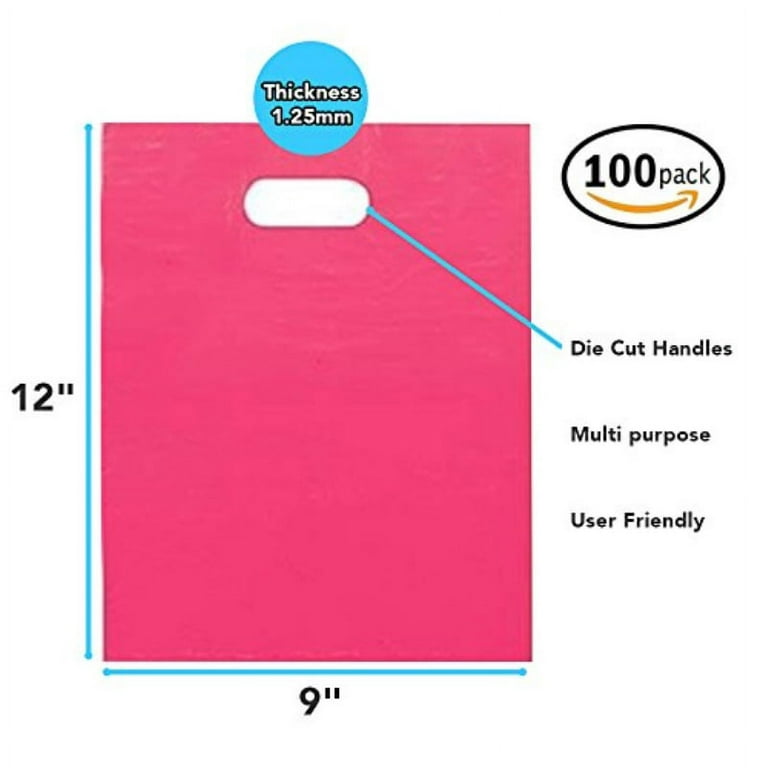 100 Pack 9 x 12 with 1.25 mil Thick Black Merchandise Plastic Glossy  Retail Bags