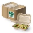 thumbnail image 1 of 100 Pack 9x6 Inch Compostable Bagasse Take Out Food Containers with Lids, 1 of 7