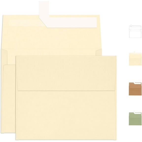 100 Pack A2 Ivory Envelopes, 4.375 x 5.75 Printable Invitation Envelopes 120 GSM, Cream Self Seal for DIY Greeting Cards, Photos, Invitations, Weddings, Graduation, Baby Shower