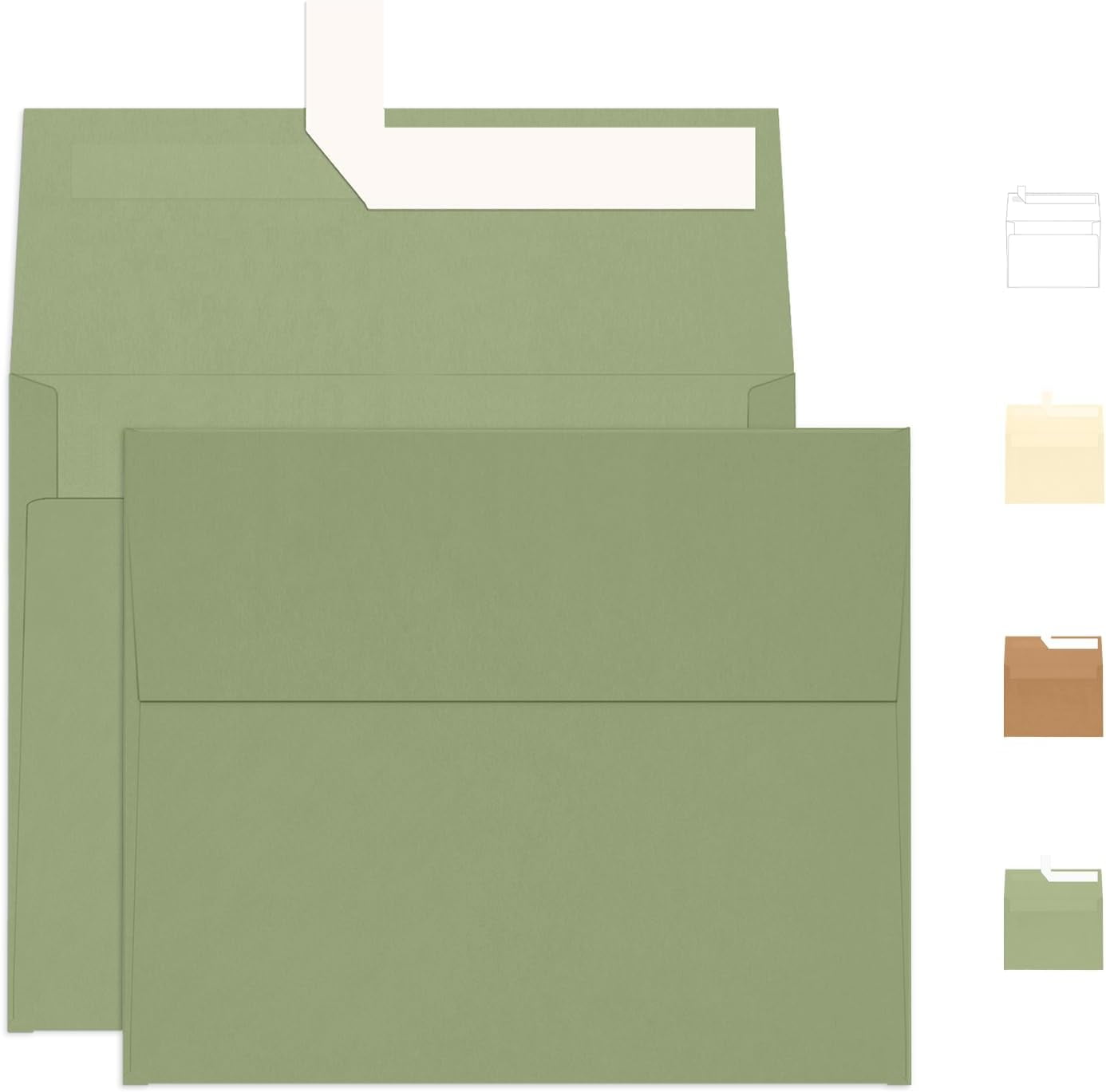 100 Pack A2 Sage Green Envelopes, 4.375 x 5.75 Greeting Card Envelopes 120 GSM, Self Seal Printable for 4.25 x 5.5 Cards, Photos, Invitations, Weddings, Graduation, Baby Shower