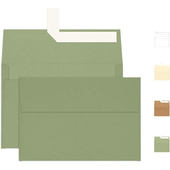 100 Pack A4 Sage Green Envelopes 4x6, 4.25 x 6.25 Printable Greeting Card Envelopes Self Seal for 4x6 Cards, Photos, Invitations, Weddings, Graduation, Baby Shower, 120 GSM