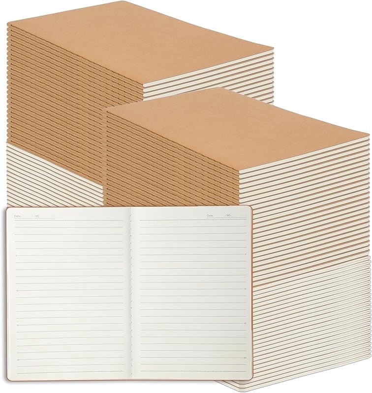 100 Pack A5 Kraft Paper Notebook Lined Journal Bulk, 8.3 x 5.5 Inch, 60 ...