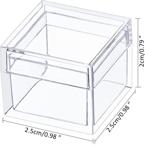 100 Pack  Acrylic Box with Lid, Small Square Storage Container for Jewelry, , and Tiny Items