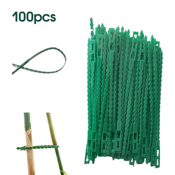100-Pack Adjustable Garden Plant Ties, Flexible 6.7-Inch Green Fishbone Tree Supports for Vines, Shrubs, and Organization