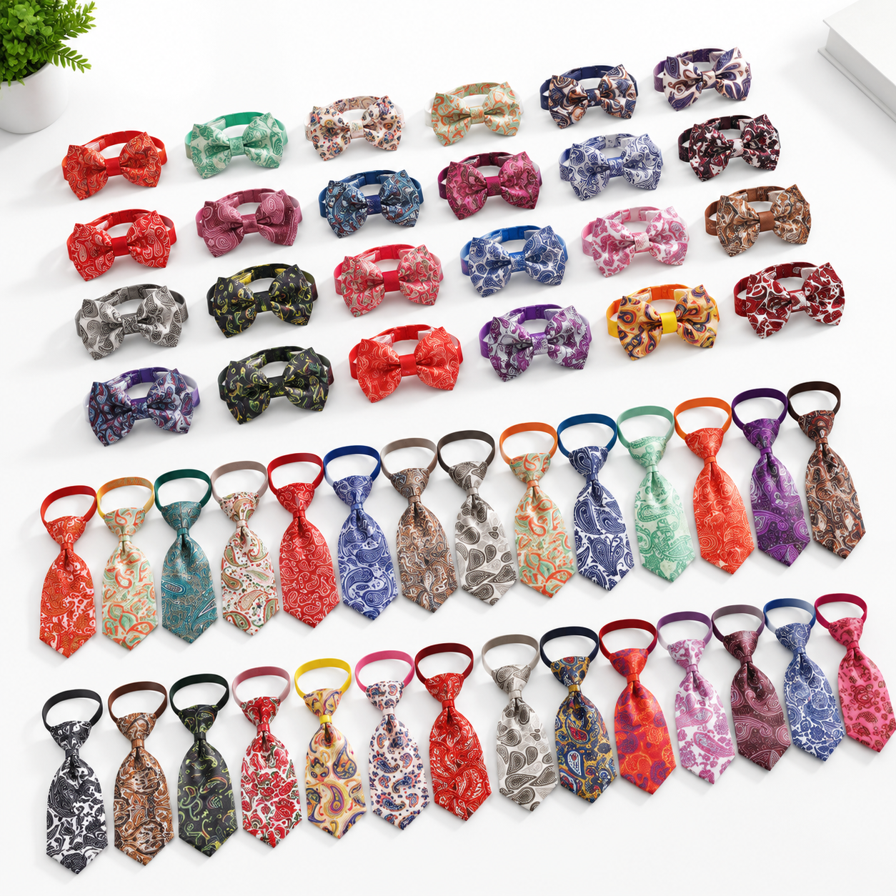 100 Pack Adjustable Pet Bow Tie Collars, Paisley Pattern, for Small and ...