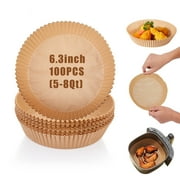 5-8 QT Air Fryer Paper Liners,6.3" Round Non-Stick Oil Resistant Disposable Air Fryer Parchment Paper Liners