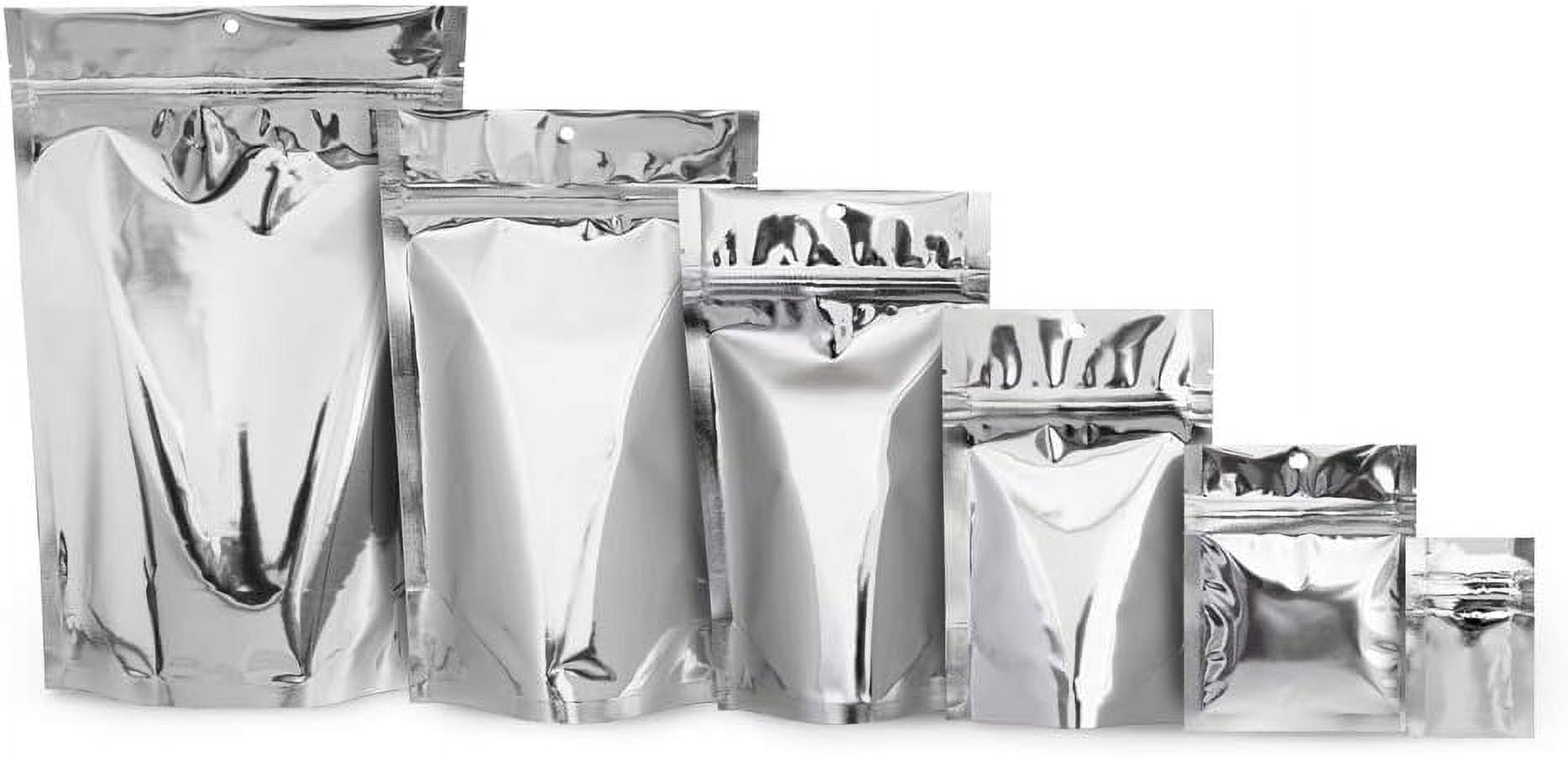 100 Pack Aluminum 4 Mil Mylar 4" X 6" Stand Up Food Pouch Zip Lock Smell Proof Bags