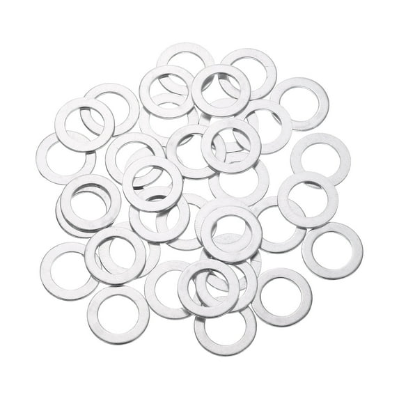 100 Pack Aluminum Flat Washer, 10 x 16 x 1mm Seal Gaskets Flat Ring, Silver