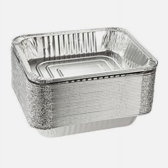 100 Pack Aluminum Foil Pans Half-Size Disposable Steam Table Baking Tin Trays for Roasting, Broiling, Cooking, 12.75 x 2.25 x 10.25 in
