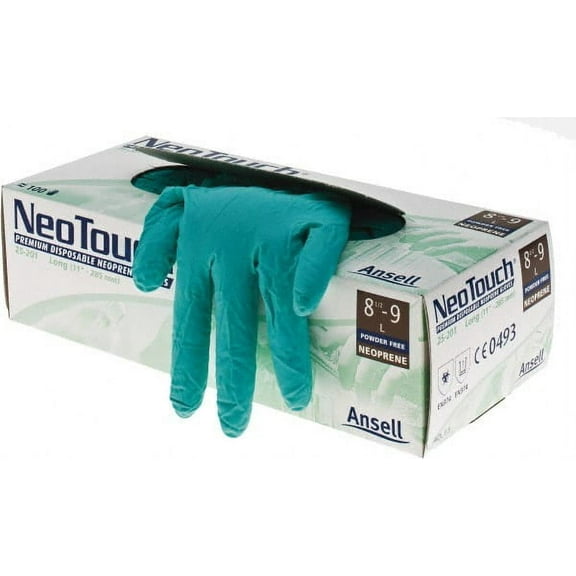 100 Pack Ansell 25-201L Disposable Gloves, Neoprene