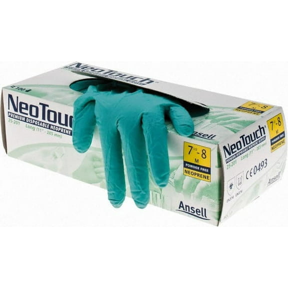 100 Pack Ansell 25-201M Disposable Gloves, Neoprene