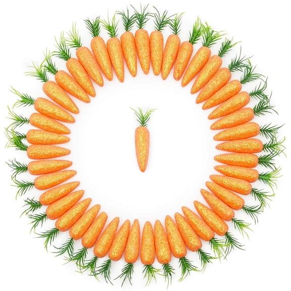 100 Pack Artificial Carrots Fake Carrots Sparkling Foam Baby Carrots - Great for Easter Craft DIY, Home Decor, Kitchen Decor, Party Decoration, Open Houses, Toy, 3 x 0.5 x 0.5 inches