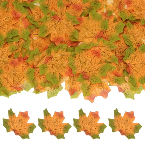 100-Pack Artificial Maple Leaves, Fake Fall Leaves Faux Autumn Leaves for Thanksgiving/Wedding/Party[8cm, Mix Red Green]