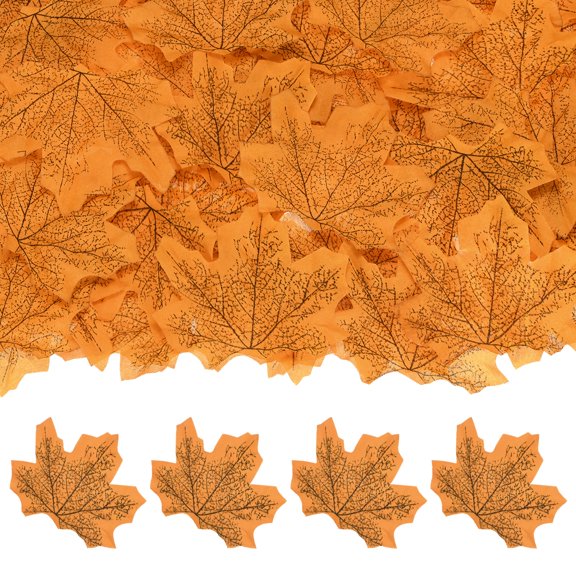100-Pack Artificial Maple Leaves, Fake Fall Leaves Faux Autumn Leaves for Thanksgiving/Wedding/Party[8cm, Yellow]