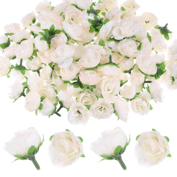 Uxcell 100 Pack Artificial Roses Heads 1.2" Small Silk Faux Rose Head for Decor Fake Bloom Flower Heads Buds Peach