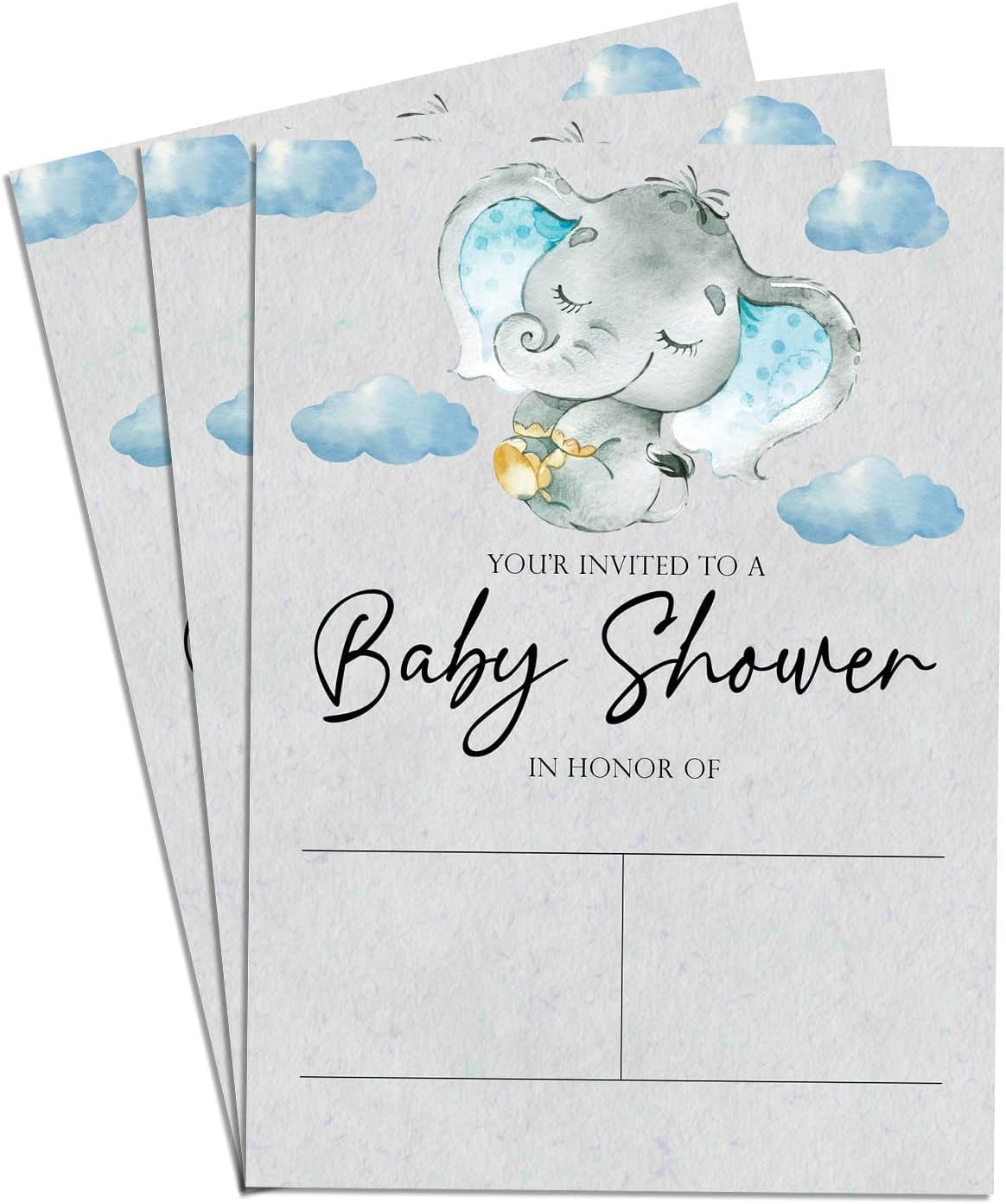 Baby Boy Elephant Blank Elephant Baby Shower Invitations 100 Pack Baby  Elephant Baby Shower Invitations Cards, image size:1164x1393