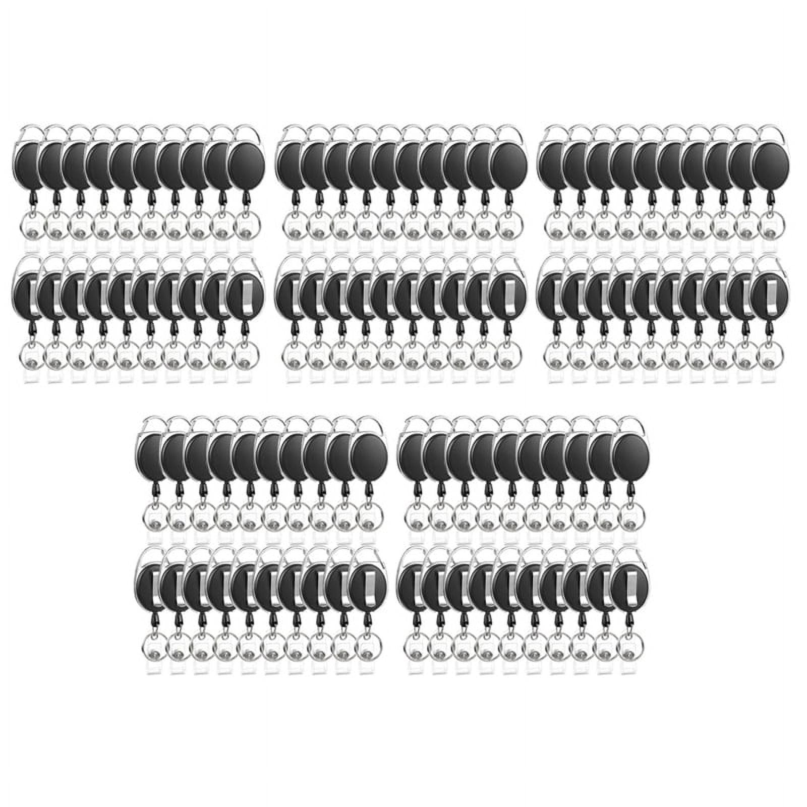 100 Pack Badge Reels Retractable ID Badge Holder with Carabiner Heavy Duty Badge Reel Clip and Key Chain for Work