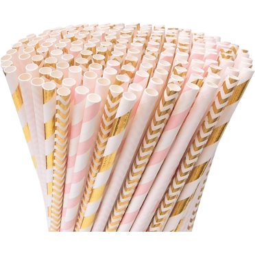 50 Jumbo Green Gold Party Straws - 5mm Hole - Fun Tableware For Any Occasion
