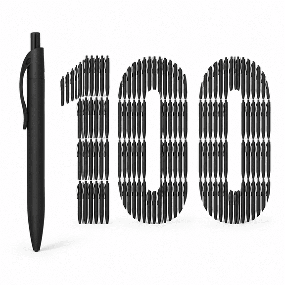 100 Pack Black Click Retractable Ballpoint Pens, Medium 1.0mm Point Smooth Ink