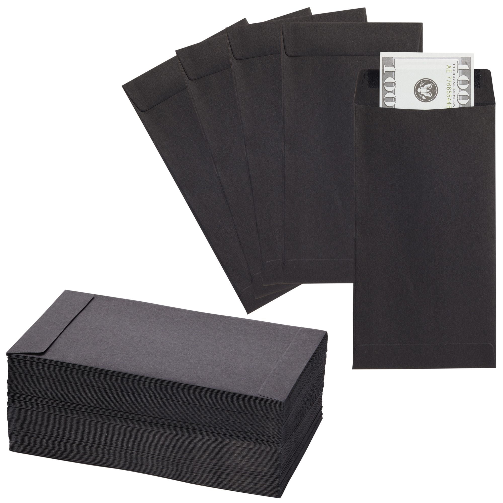 100 Pack Black Money Envelopes for Cash - 100 GSM Kraft Paper - Money  Saving Challenges Envelopes for Currency & Coins (3.5x6.5 in)