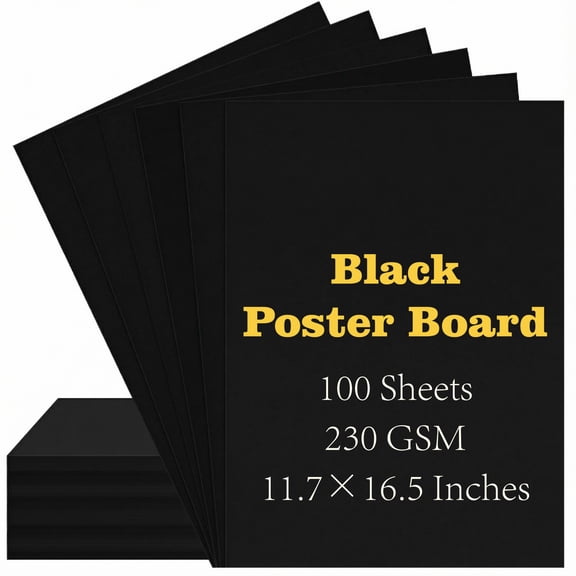 100 Pack Black Poster Board 11.7X16.5 Black Poster Paper Poster Board Bulks for School Projects, Classroom Arts,Presentation Drawing