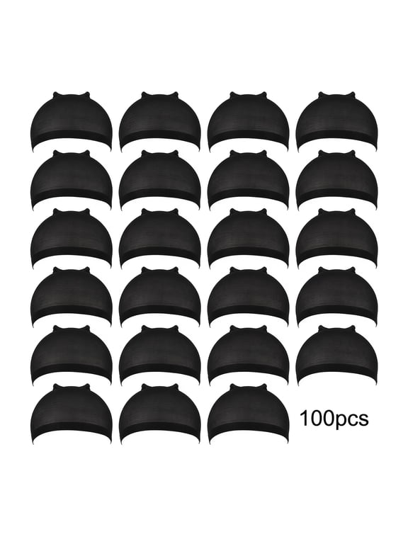 100 Pack Black Stretchy Wig Caps, Soft Nylon Wig Liners Hair Net Caps for Women Cosplay Daily Wig Wear