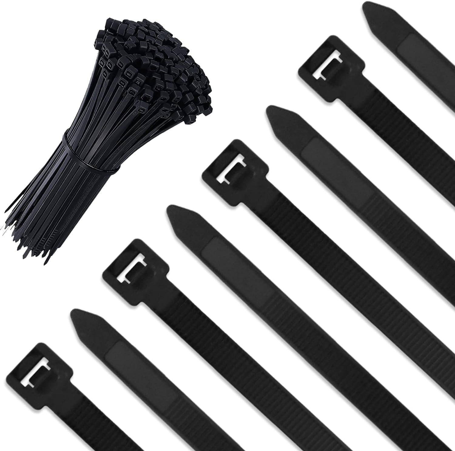 100 Pack Black Thick Cable Ties Heavy Duty Large 300mm×7.6mm Strong